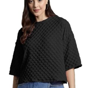 womens round neck drop shoulder tops half sleeve tops for woman